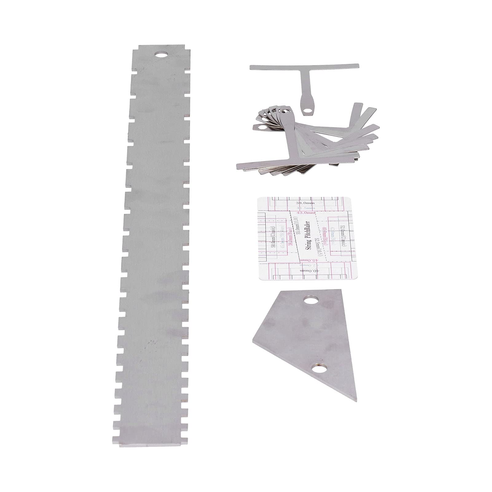 Ensemble d'outils de mesure de guitare, règle d'accord de guitare professionnelle pratique pour mesurer la corde de guitare pour les outils de mesure de guitare(Argent)