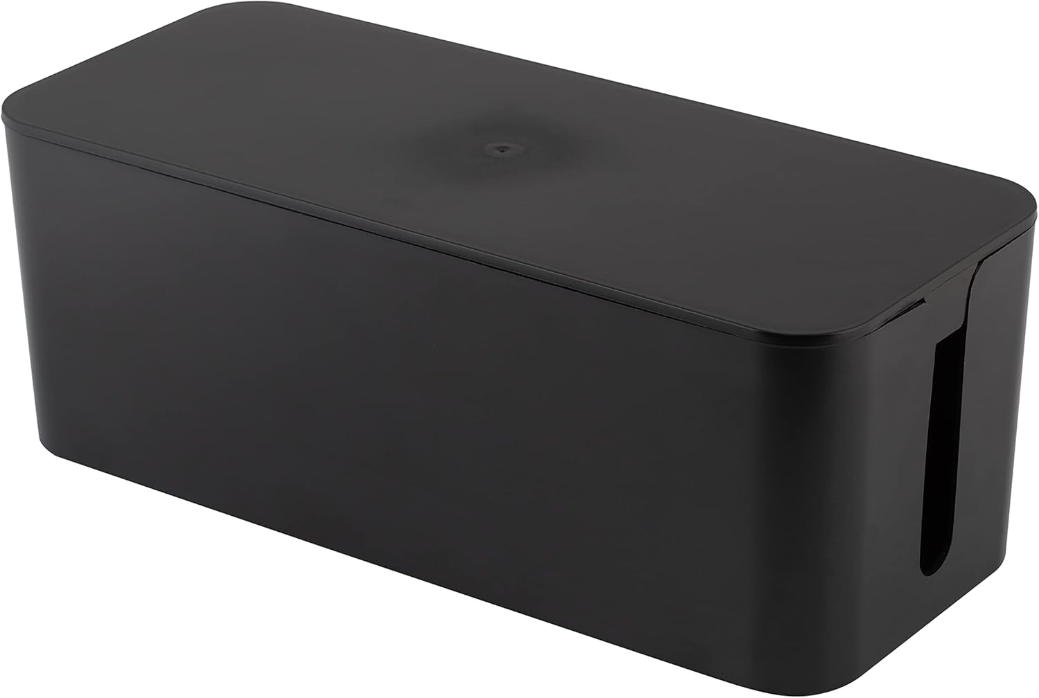Black Rectangular Lidded Cable Organizer Storage Bin Set