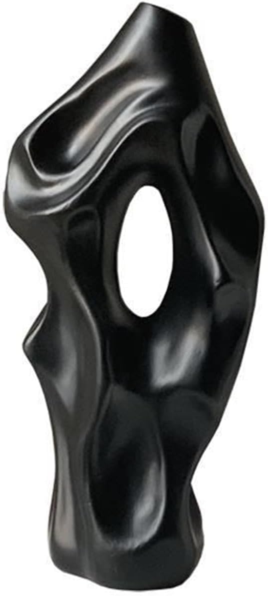 Vase Tabletop Abstract Art Ceramic Sculpture Flower Arrangement Home Decorations Photography Props(Noir)