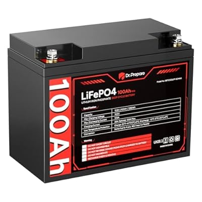 DR.PREPARE 12V 100Ah Mini LiFePO4 Battery, 1280Wh Lithium Battery in Small Size with 100A BMS & Grade A Cells for RV, Trolling Motor, Marine, Off-Grid, Solar Energy, Compatible with Group 24/27/31 Box