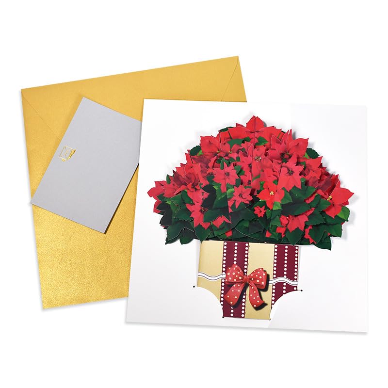 Fassory 3D Pop Up Christmas Flower Card, Handmade Poinsettia Bouquet Christmas Card for Families Friends (Poinsettia) - Image 3