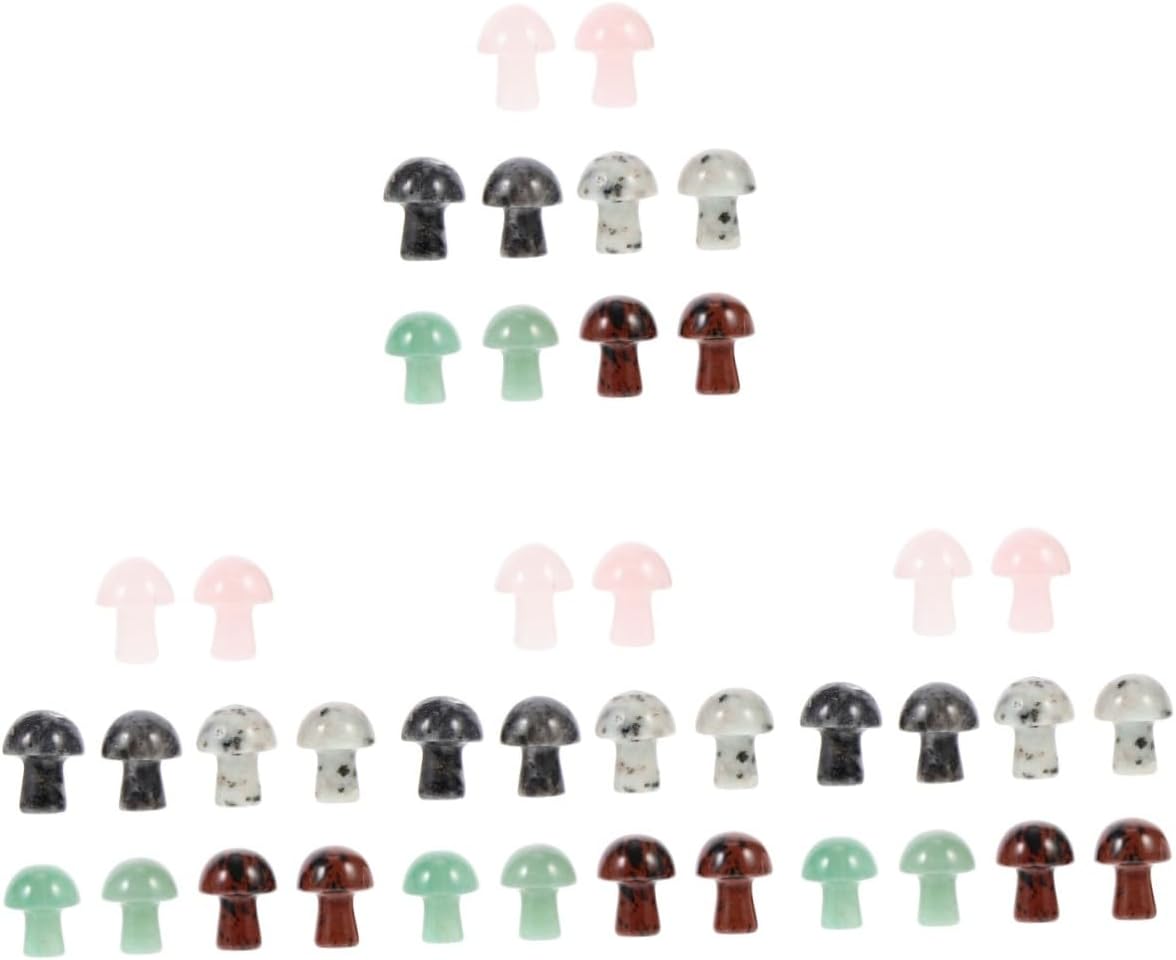 balacoo 40pcs Natural Gemstone Mushroom Figurine for Garden Decor Chakra Mushroom Statue Hand Carved Decoration for Home Outdoor DIY Meditation