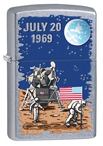 Encendedor Zippo Moon Landing Street Chrome miniatura 1