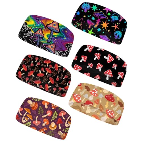 Image of Forchrinse Sunflower with Text Print 6Pieces Sport Sweatband Headband for Soft Elasitc Headband Hair Bands Unisex Outdoor Sport Headbands