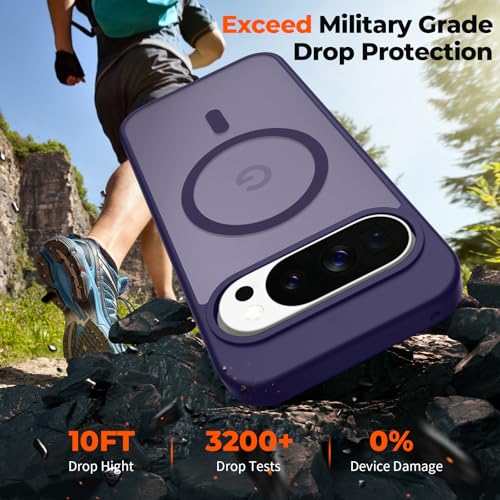 Image of SUPFINE Magnetic for Google Pixel 10 Pro Case /Pixel 10 Case with Screen Protector, (Built-in Magnets) ((Military Grade Drop Protection) Slim Translucent Shockproof Phone Case,Dark Purple