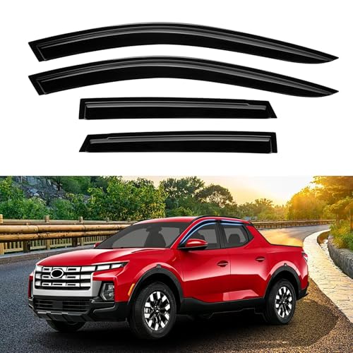 Image of Santa Cruz Rain Guards - Window Visors for Hyundai Santa Cruz 2022-2026, Out-Channel Side Window Rain Guards for Santa Cruz, 4PCS, Black, Car Accessories