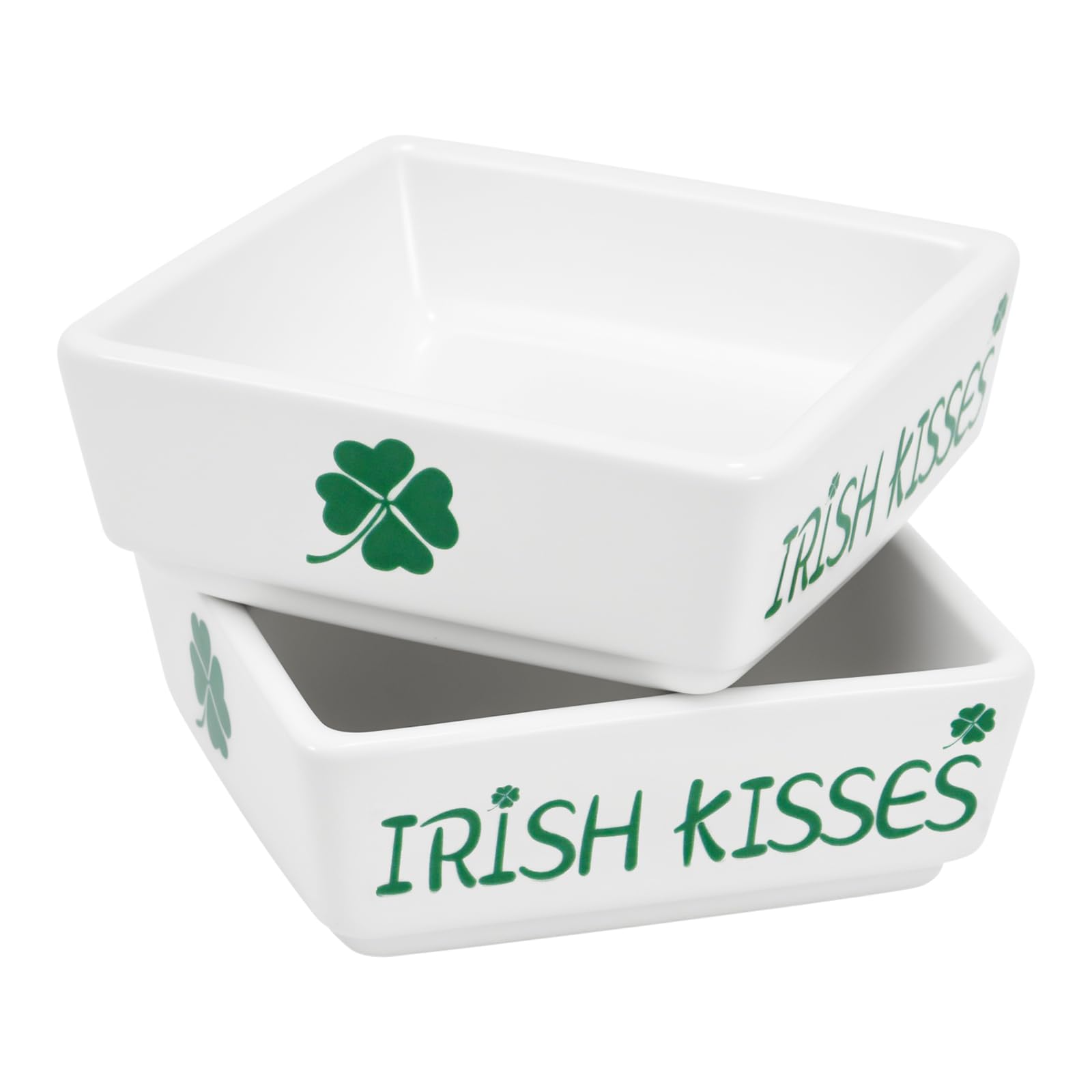 Décorations de la Saint-Patrick : lot de 2 plateaux en céramique pour centre de table
