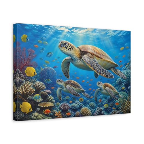 Tableau tortue de mer canvas horizontal pour déco murale salon