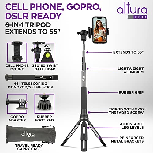 Altura Photo SU-MP-1135 Phone Tripod 55 Inch thumb #1