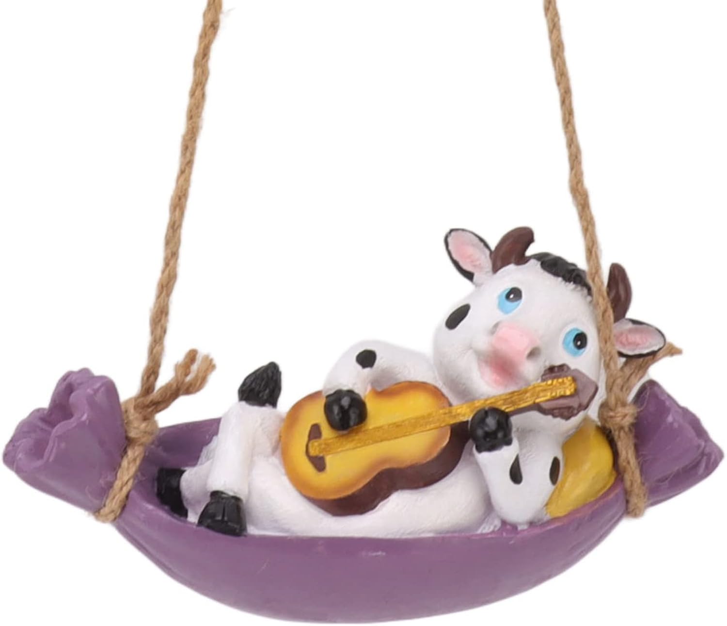 HEEPDD Hanging Garden Cow Sculpture, Dairy Cow Swing Statue, Decorative Outdoor Art for Lawn, Yard, Patio, Porch