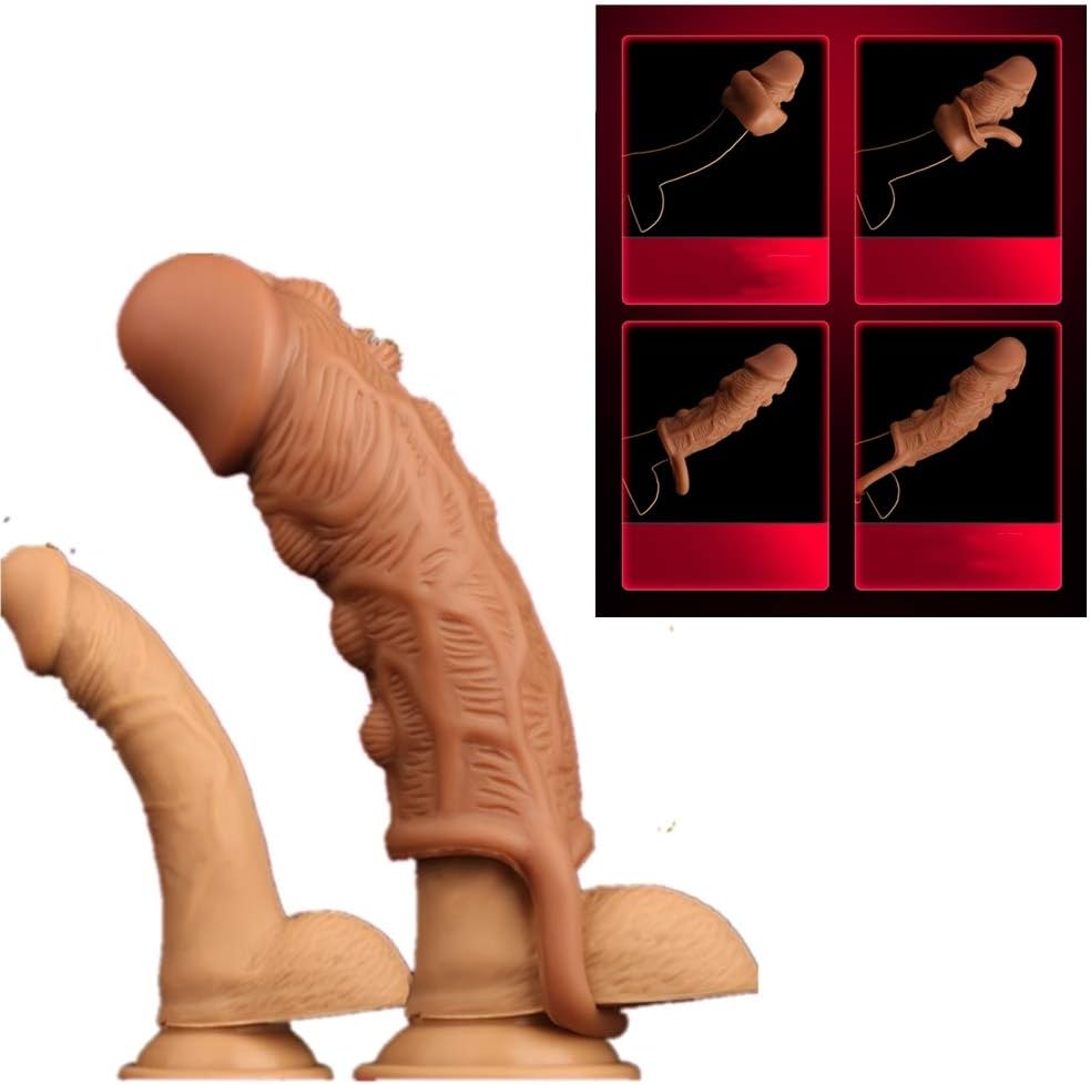 Privacy Packaging Silicone Penile Condom Expands Male Chastity Toys Lengthen Cock Sleeves Reusable Condoms tjh002
