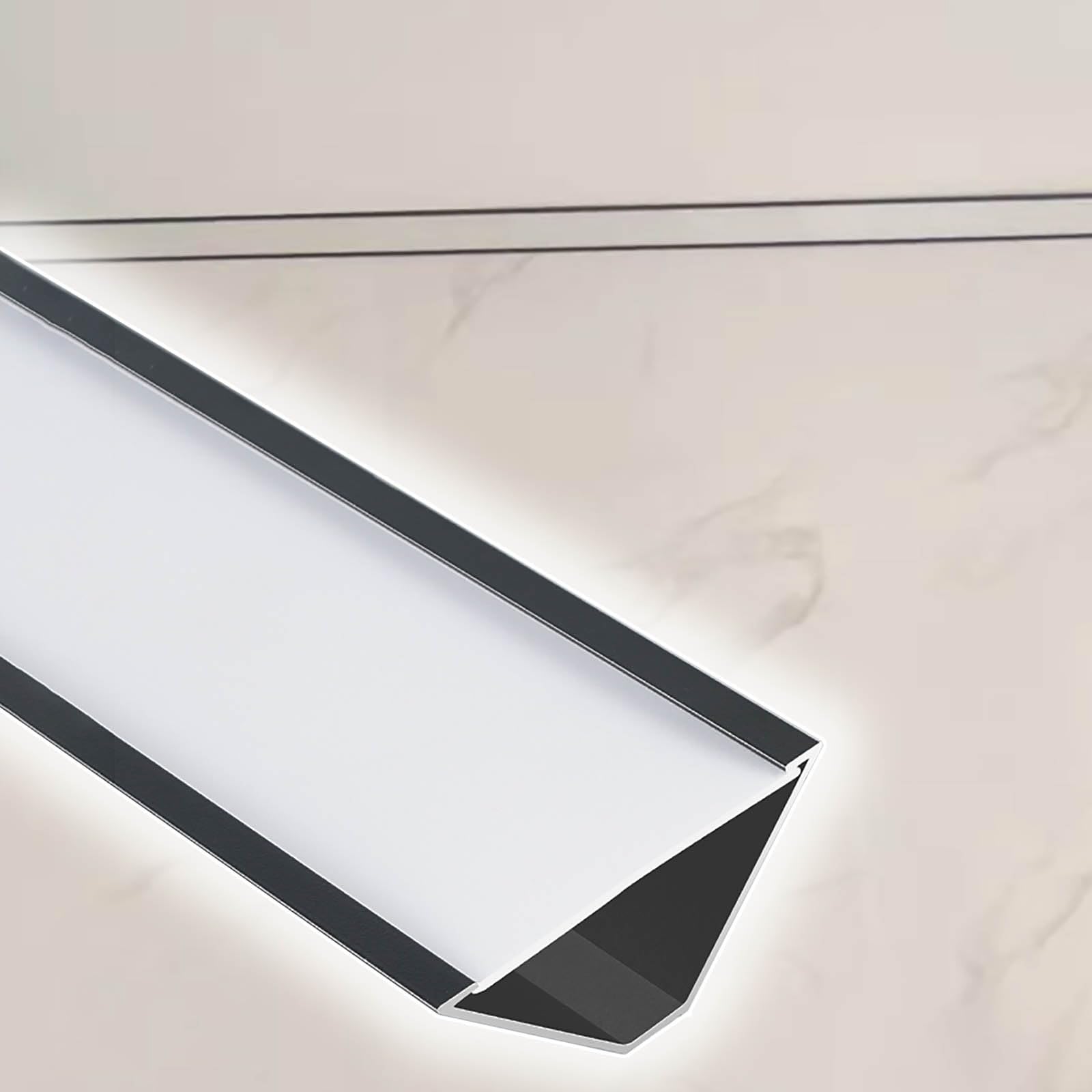 Czarna szyna LED o długości 1 m z mlecznobiałą pokrywą – profil aluminiowy o długości 1 m do taśm LED 8 mm – pośrednie oświetlenie do szafek i listew ozdobnych – 12 sztuk, łatwe zamykanie