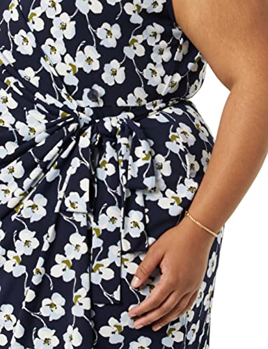 Image of Amazon Essentials Women's Classic Cap Sleeve Wrap Dress with V Neck, Pleated Waist (Available in Plus Size)
