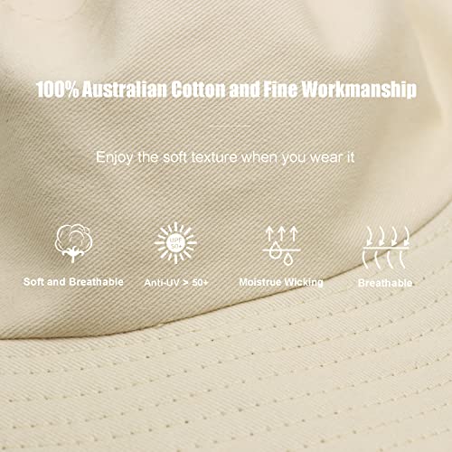 Image of Bucket Hat for Women Men, Reversible Cotton Summer Sun Beach Cap Solid Color Style