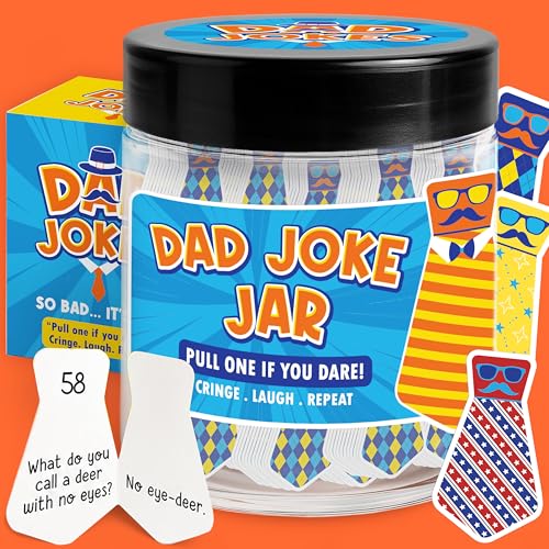 60 Dad Jokes Cards Jar - Funny Dad Gifts For Christmas From Daughter Son