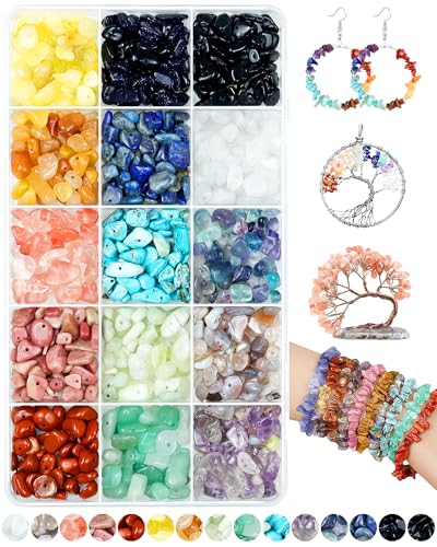 Opiniones y reviews de Fabricación de abalorios y bisutería los más recomendados. 48 FIVEIZERO - Kit de fabricación de joyas de abalorio de piedra natural para manualidades, mezcla multicolor, creatividad ilimitada, kit básico