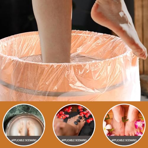 QOCUILC 80 Stück Einweg Fußwanneneinlagen, Durchsichtiger Kunststoff, Einweg-Fußbadeinlagen, Tragbare Badewannenbeutel, Dünne Große Fußbadeinlagen Für Fußbad Pediküre Spa Hotel Heimgebrauch 65x55cm