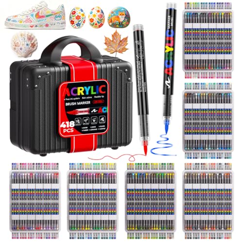 Image of 418 Colors Acrylic Paint Marker with Automatic Ink Control System