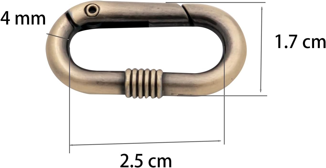 Carabiner Metal Spring Key Ring, 10 PCS Spring Keyring Buckle, Oval Ring for Bags,Purses (Brushed Brass) - Image 2