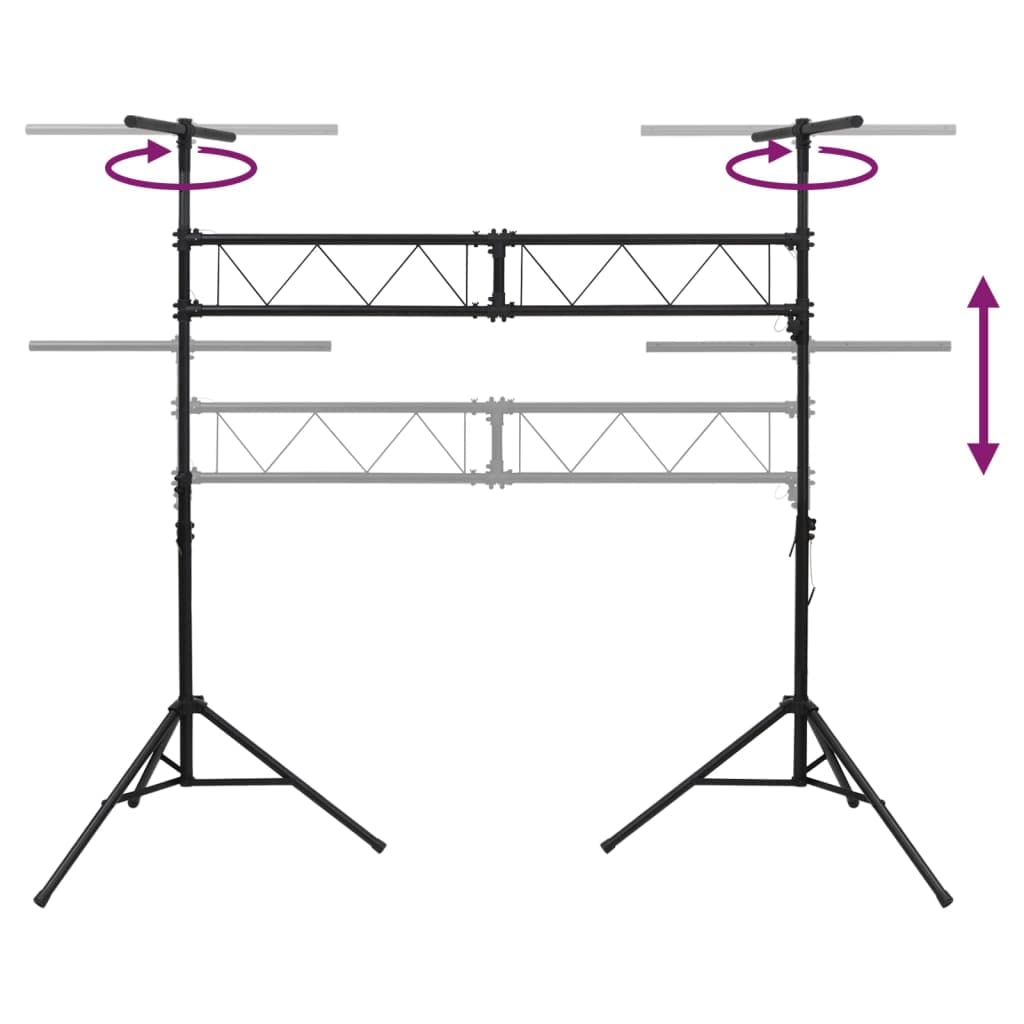vidaXL Leuchtenstativ, Einstellbares Lichtstativ Lichtständer mit T Stange, Beleuchtungsständer für Bühnen Fotografie Studio, Schwarz Stahl