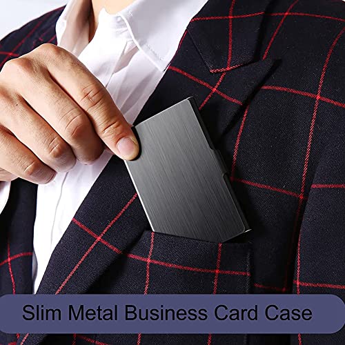 Business Card Holder, Slim Business Card Case, Pocket Metal Card Case, Purse Name Card Holder, Buckle Style Shut, Black 7