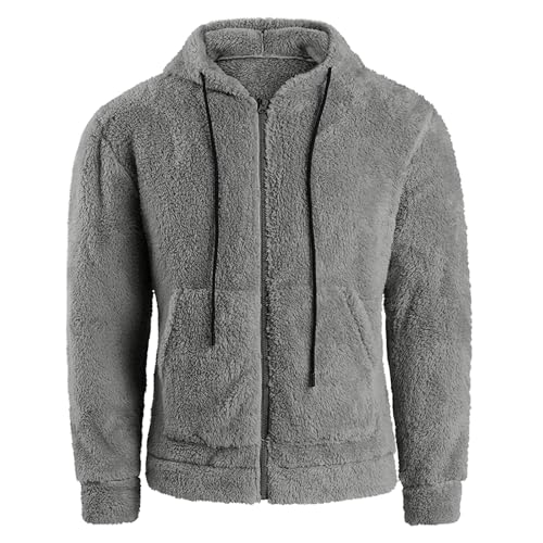 RTRDE Mens Casual Jacket Lightweight Sherpa Jackets Full Zip Warm Fuzzy Windproof Winter Coats Hooded Work Coats, M-3XL2