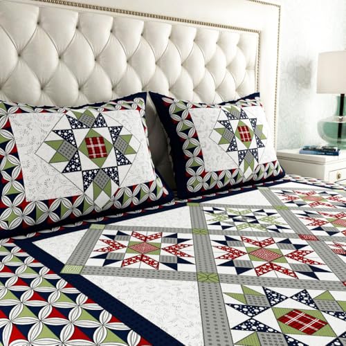 Image of UNIBLISS 100% Cotton Rajasthani Jaipuri Traditional Floral King Size Double Bed Bedsheet with 2 Pillow Covers - (Multicolor Bedsheets001)