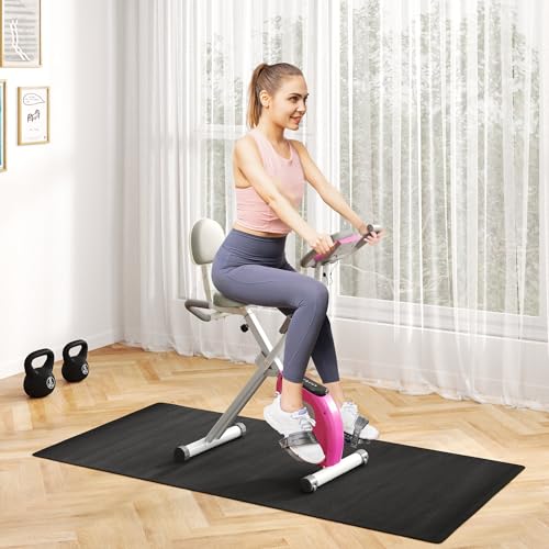 HOMCOM Folding Exercise Bike, 8-Level Magnetic Resistance, Indoor Stationary Bike, Upright Fitness Bike with Backrest Tablet Holder, 5-Level Adjustable Seat Height - White - Image 2