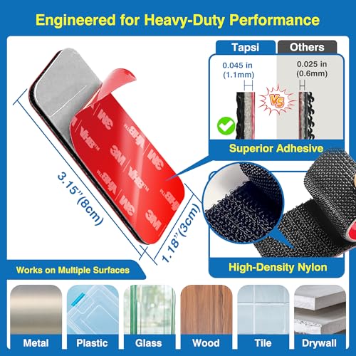 8 Sets Heavy-Duty Adhesive Hook and Loop Strips – Made with 3M VHB, 1.2