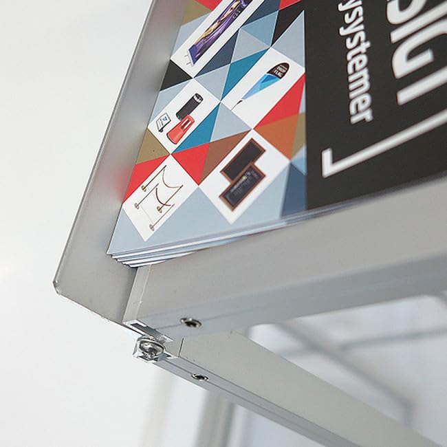 Prospektständer FALTBAR 6 x DIN A3 aus ALU/ACRYL. Inkl. ALU-TRANSPORTKOFFER. Bodenprospektständer Falt-Prospektständer silber Hochformat