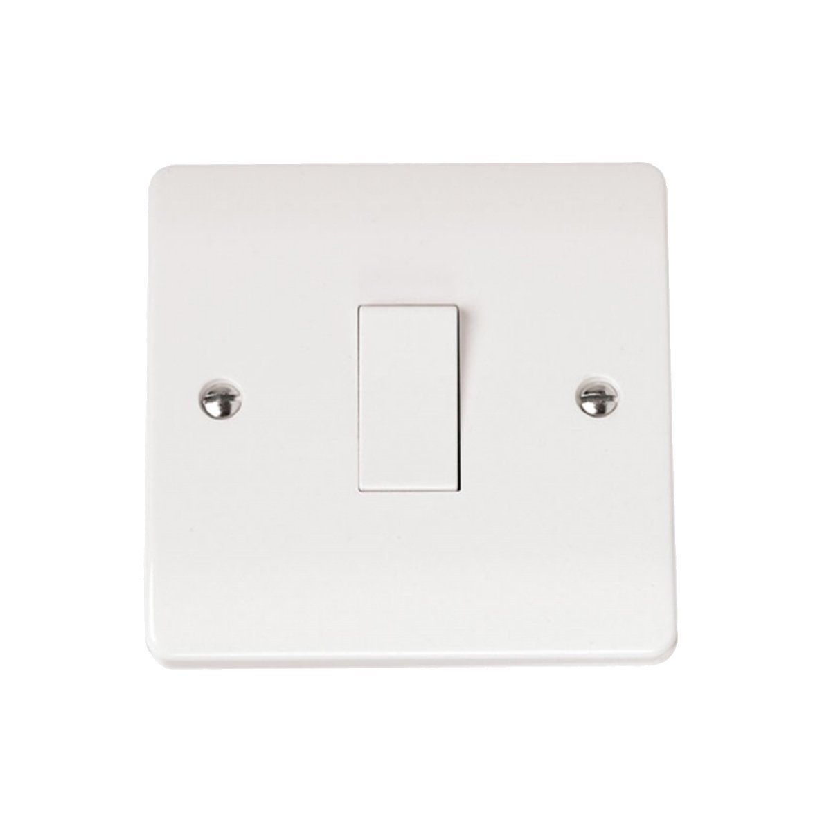 White Scolmore 10A 1 Gang 1Way Plate Switch, Cma010