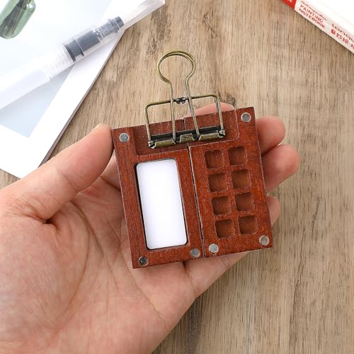 Conjunto de mini caixa de pintura em aquarela portátil para viagem, bloco de papel para desenho de m