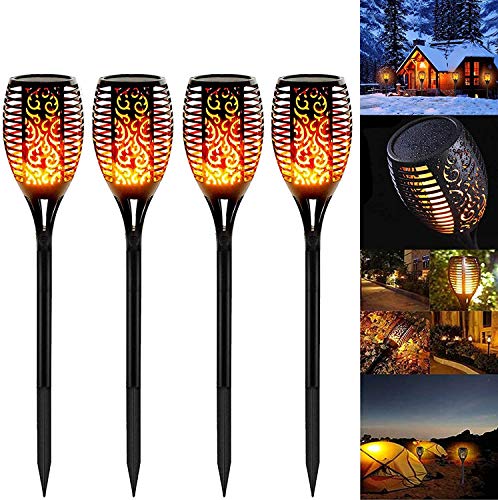 StillCool Luz solar de llama, IP65, resistente al agua, antorcha solar, lámpara solar de encendido y apagado automático para patios traseros, jardines