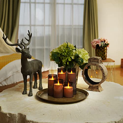 Homemory Gray Flickering Flameless Candles, Battery Operated Acrylic Led Pillar Candles With Remote Control And Timer thumb #1