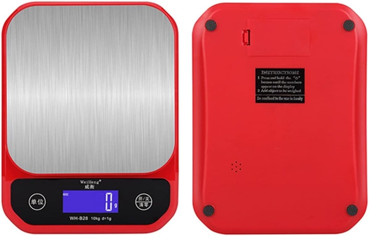 Kitchen Scale 5/10Kg Digital Food Kitchen Scale, USB Charging, Multifunctional Stainless Steel Weighing Food Scale, Electronic Balan Measuring Tool Kitchen Sup,10kg Red