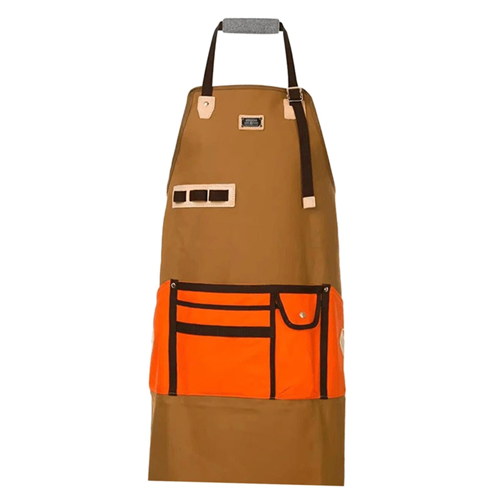 shopora Hairdresser Apron Hair Stylist Apron For Dishwashing Gardening Cosmetologist Brown With Orange | Salon & Spa Equipment | Styling Capes & Gowns-picture-19