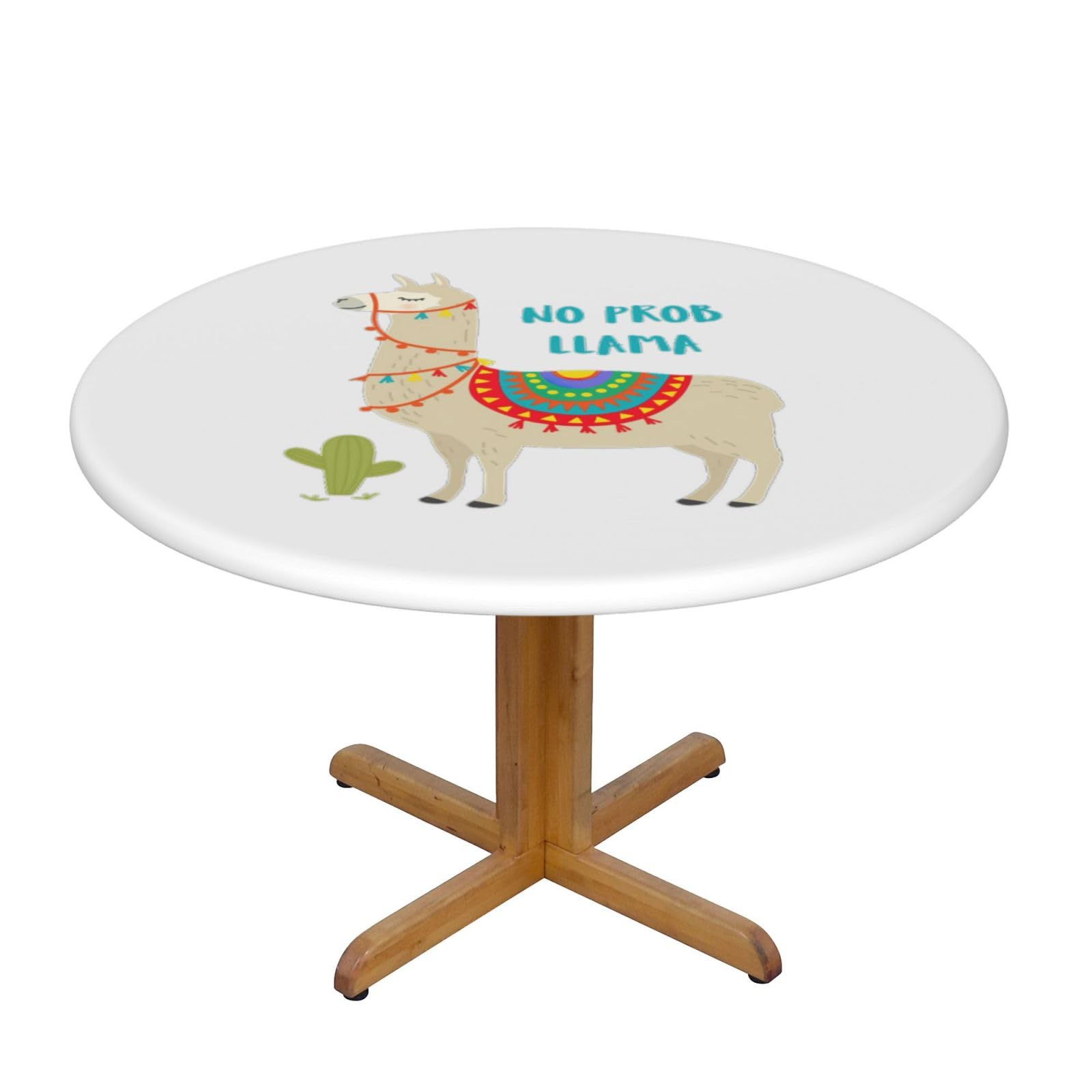 Cute Cartoon Llama Cactus Print Wipe Clean Oval Tablecloth Stain-Resistant Dining Table Accessories Table Protector For Home
