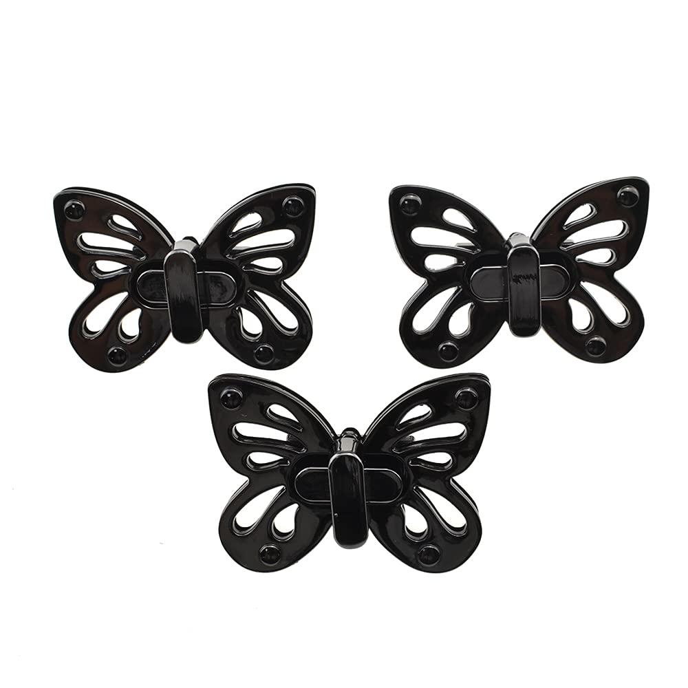 HAHIYO Butterfly Twist Purse Closure Turn Locks Clip Clasp Easy Install with Online Instructions Picture for Wallet Briefcase 1.93 Inch Length Metal Sturdy Black 3 Sets with Washers-image-47