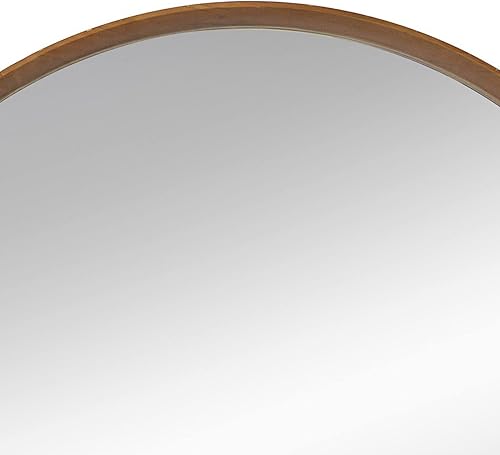Miniatura 3 de Benjara Roe - Espejo redondo de 40 pulgadas, marco de madera de pino marrón, colgado de pared