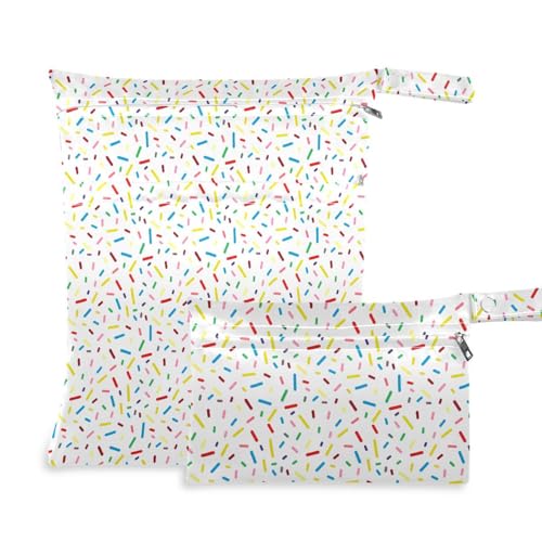 Coikll Wet Dry Bags for Cloth Diaper 2 Pack Waterproof Yoga Gym Bag for Swimsuit Wet Clothes Baby Items-?Colorful Sprinkles?