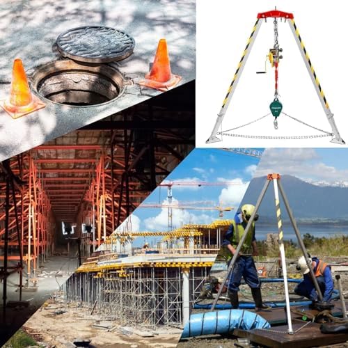 Confined Space Fall Arrest Kit with Tripod - Emergency Rescue System for Tunnels & Sewers, 1200 lbs Winch, Safety Anti-Dropping Device for Reliable Operations