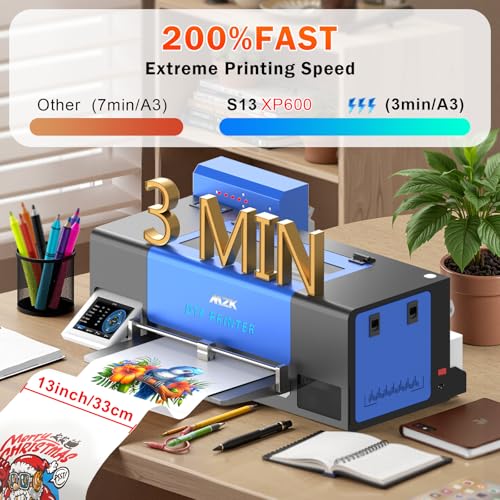 Image of MZK A3 Pro F1080 DTF Printer (XP600 Gen2),Automatic Time Cleaning Maintain+Ink Anti-Clog Filter,2X-Speed Compared to L1800,5 inch Rotatable Touch Screen,Dual Ink Level Alert+Film Cutter,Gift Ink 2 Years
