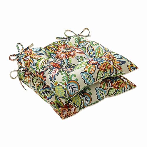 Pillow Perfect Bright Floral Indoor/Outdoor Tufted Wicker Chair Pad With