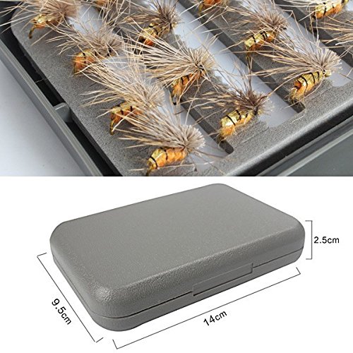 Amazon | Wellvie フライ用 毛ばり ケース付き 灰/金 テンカラ毛鉤 毛