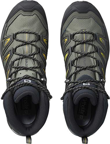 Salomon Men's X Ultra 3 Mid GTX botas de caminhada, Castor Gray/Black/Green Sulphur, 14 Wide