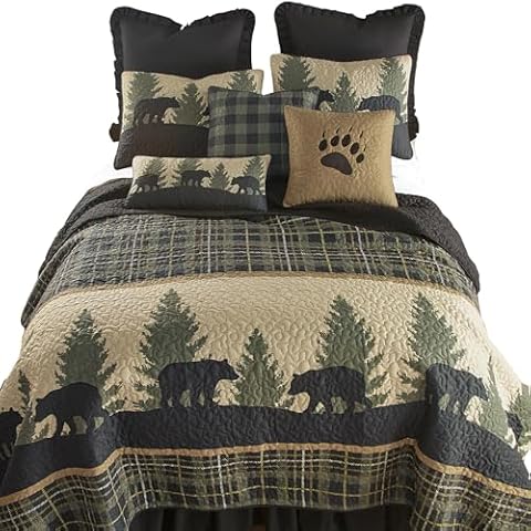 Donna Sharp California King Quilt - Bear Walk Plaid Lodge Quilt Cover