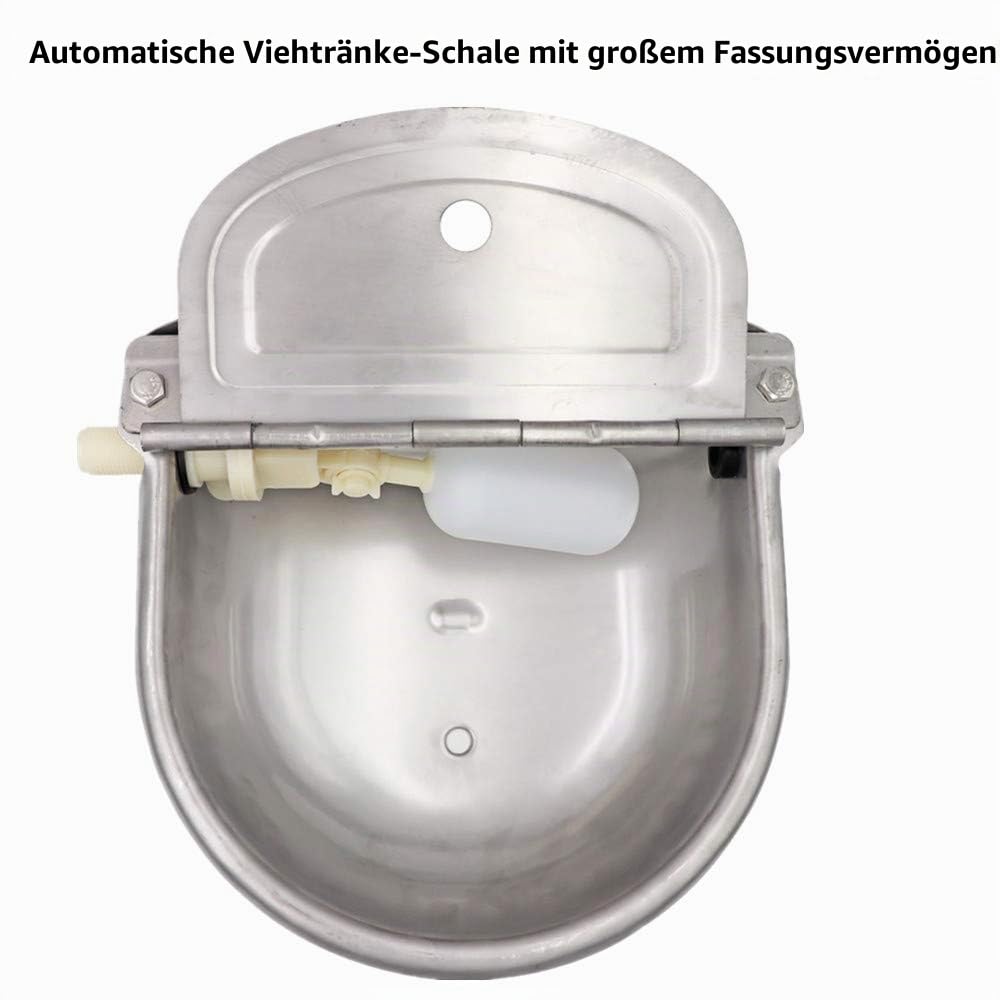 4L Edelstahl Rindertränke Automatische Kuhtränke Ziegentränke Große Kapazität Schaf Viehtränke mit einstellbarem Schwimmerventil und Abflussloch