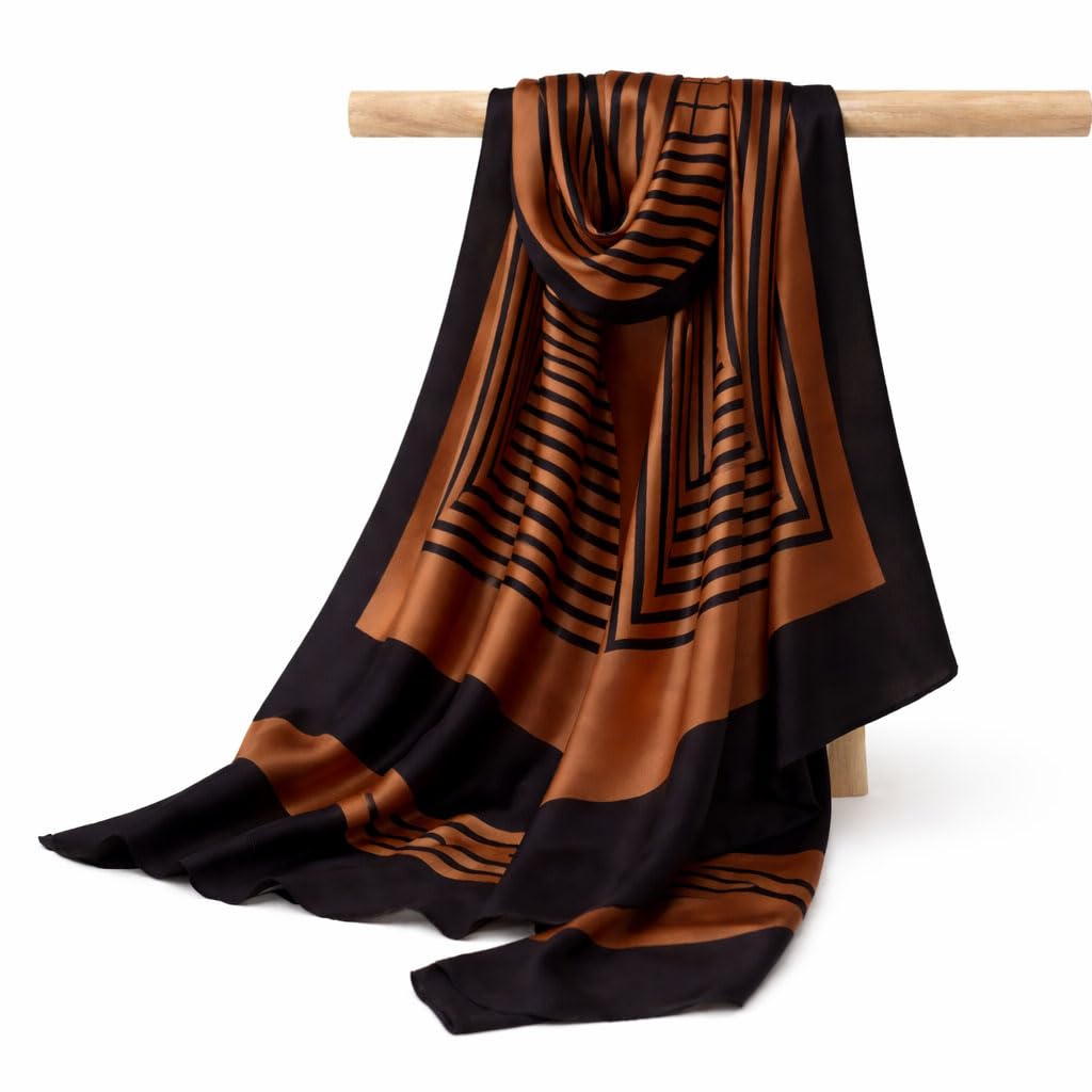 WEAR IT WELL Brown & Black Printed Polyester Scarf for Women | Soft Lightweight Stylish Scarf | Striped Pattern Fashion Scarf for All Season Office & Casual Wear-picture-22