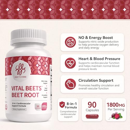 Vital Beets 1800mg Beet Root Capsules for Health Blood Pressure Support - image 3
