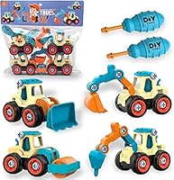 aovowog Bagger Spielzeug ab 3 4 5 Jahren für Jungen,4 in 1 BAU Jungen Sandkasten Sandspielzeug Engineering Set,Zerlegen DIY Baufahrzeuge Lernspielzeug für Kinder